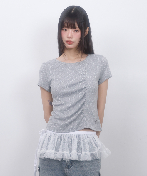 LMR(エルエムアール)の「ドットシャーリング半袖TシャツGREY(Tシャツ/カットソー・レディース・ライトグレー・SMALL/MEDIUM)」の5枚目の写真