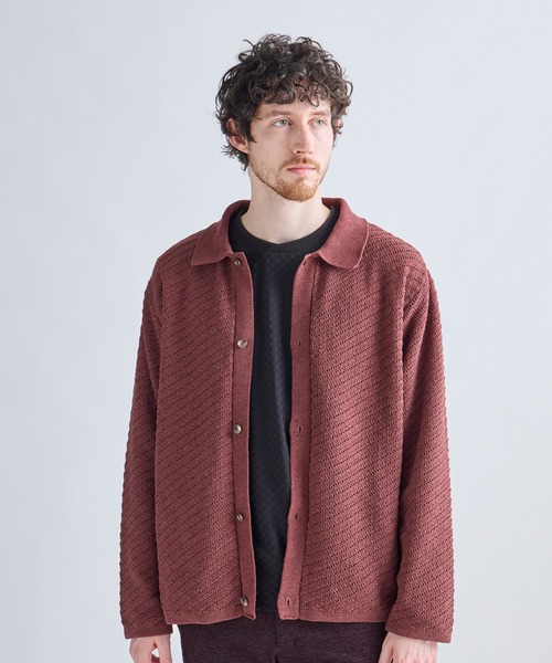 MEN'S BIGI(メンズビギ)の「モールジャカードシアー衿付きニットカーディガン(カーディガン/ボレロ・メンズ・ブルー/ブラウン系その他/ブラック・01/02/03)」の7枚目の写真