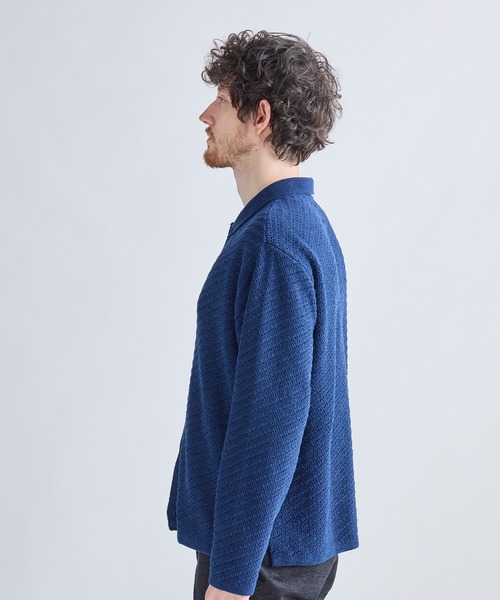 MEN'S BIGI(メンズビギ)の「モールジャカードシアー衿付きニットカーディガン(カーディガン/ボレロ・メンズ・ブルー/ブラウン系その他/ブラック・01/02/03)」の4枚目の写真
