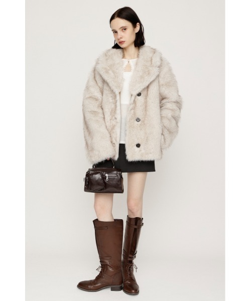 SLY(スライ)の「【AW PRE ORDER 第2弾】2WAY ANIMAL F/FUR SHORT JK 2ウェイアニマルフェイクファーショートジャケット 秋服 冬服 ファーコート リバーシブル(ブルゾン・レディース・ブラウン/アイボリー/マルチ・FREE)」の21枚目の写真