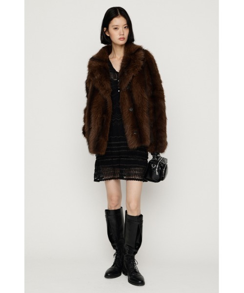 SLY(スライ)の「【AW PRE ORDER 第2弾】2WAY ANIMAL F/FUR SHORT JK 2ウェイアニマルフェイクファーショートジャケット 秋服 冬服 ファーコート リバーシブル(ブルゾン・レディース・ブラウン/アイボリー/マルチ・FREE)」の13枚目の写真