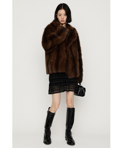 SLY(スライ)の「【AW PRE ORDER 第2弾】2WAY ANIMAL F/FUR SHORT JK 2ウェイアニマルフェイクファーショートジャケット 秋服 冬服 ファーコート リバーシブル(ブルゾン・レディース・ブラウン/アイボリー/マルチ・FREE)」の14枚目の写真