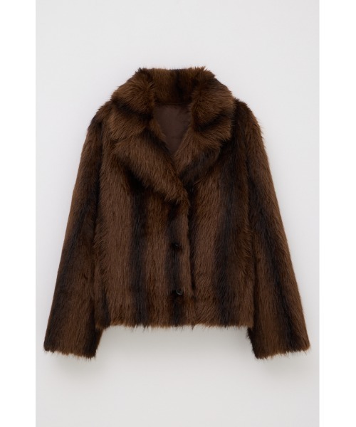 SLY(スライ)の「【AW PRE ORDER 第2弾】2WAY ANIMAL F/FUR SHORT JK 2ウェイアニマルフェイクファーショートジャケット 秋服 冬服 ファーコート リバーシブル(ブルゾン・レディース・ブラウン/アイボリー/マルチ・FREE)」の4枚目の写真