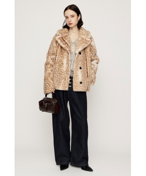 SLY(スライ)の「【AW PRE ORDER 第2弾】2WAY ANIMAL F/FUR SHORT JK 2ウェイアニマルフェイクファーショートジャケット 秋服 冬服 ファーコート リバーシブル(ブルゾン・レディース・ブラウン/アイボリー/マルチ・FREE)」の6枚目の写真