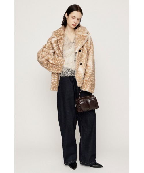 SLY(スライ)の「【AW PRE ORDER 第2弾】2WAY ANIMAL F/FUR SHORT JK 2ウェイアニマルフェイクファーショートジャケット 秋服 冬服 ファーコート リバーシブル(ブルゾン・レディース・ブラウン/アイボリー/マルチ・FREE)」の7枚目の写真