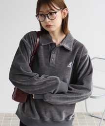 【KANGOL/カンゴール】別注 ロゴ刺繍 モールワッフルニットソー 襟付き ポロシャツ