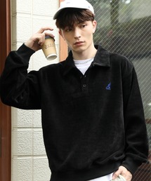 【KANGOL/カンゴール】別注 ロゴ刺繍 モールワッフルニットソー 襟付き ポロシャツ