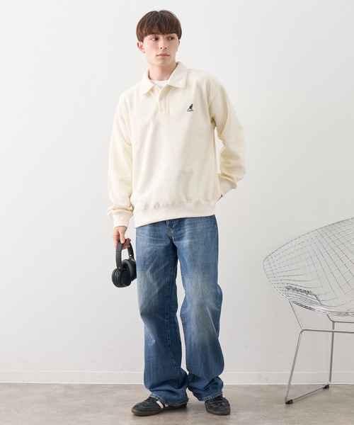 KANGOL(カンゴール)の「【KANGOL/カンゴール】別注 ロゴ刺繍 モールワッフルニットソー 襟付き ポロシャツ(ニット/セーター・メンズ・チャコールグレー/ネイビー/ブラック/ブラウン/ホワイト・M/L/XL)」の18枚目の写真