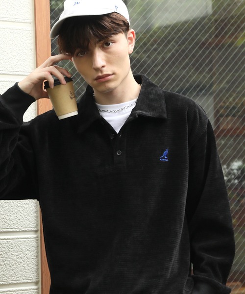 KANGOL(カンゴール)の「【KANGOL/カンゴール】別注 ロゴ刺繍 モールワッフルニットソー 襟付き ポロシャツ(ニット/セーター・メンズ・チャコールグレー/ネイビー/ブラック/ブラウン/ホワイト・M/L/XL)」の8枚目の写真
