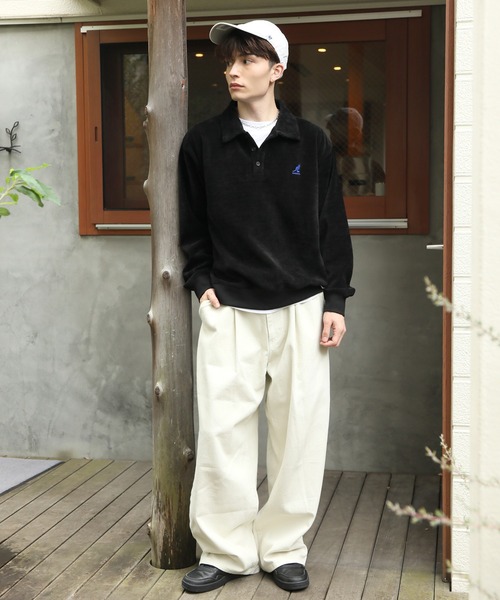 KANGOL(カンゴール)の「【KANGOL/カンゴール】別注 ロゴ刺繍 モールワッフルニットソー 襟付き ポロシャツ(ニット/セーター・メンズ・チャコールグレー/ネイビー/ブラック/ブラウン/ホワイト・M/L/XL)」の9枚目の写真