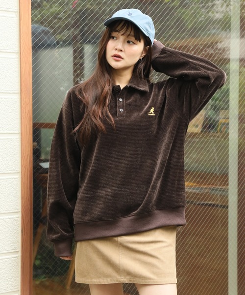 KANGOL(カンゴール)の「【KANGOL/カンゴール】別注 ロゴ刺繍 モールワッフルニットソー 襟付き ポロシャツ(ニット/セーター・メンズ・チャコールグレー/ネイビー/ブラック/ブラウン/ホワイト・M/L/XL)」の11枚目の写真