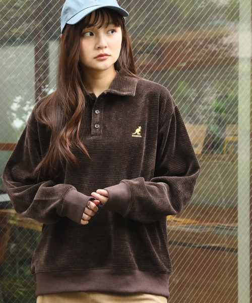 KANGOL(カンゴール)の「【KANGOL/カンゴール】別注 ロゴ刺繍 モールワッフルニットソー 襟付き ポロシャツ(ニット/セーター・メンズ・チャコールグレー/ネイビー/ブラック/ブラウン/ホワイト・M/L/XL)」の10枚目の写真