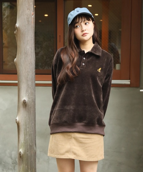 KANGOL(カンゴール)の「【KANGOL/カンゴール】別注 ロゴ刺繍 モールワッフルニットソー 襟付き ポロシャツ(ニット/セーター・メンズ・チャコールグレー/ネイビー/ブラック/ブラウン/ホワイト・M/L/XL)」の12枚目の写真