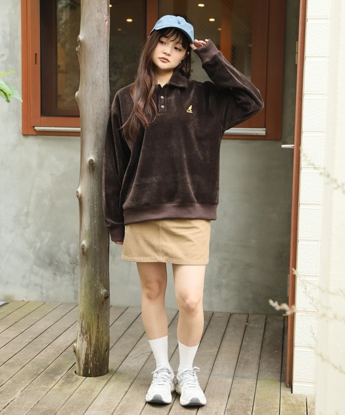 KANGOL(カンゴール)の「【KANGOL/カンゴール】別注 ロゴ刺繍 モールワッフルニットソー 襟付き ポロシャツ(ニット/セーター・メンズ・チャコールグレー/ネイビー/ブラック/ブラウン/ホワイト・M/L/XL)」の13枚目の写真