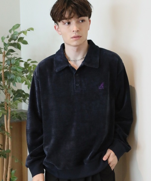 KANGOL(カンゴール)の「【KANGOL/カンゴール】別注 ロゴ刺繍 モールワッフルニットソー 襟付き ポロシャツ(ニット/セーター・メンズ・チャコールグレー/ネイビー/ブラック/ブラウン/ホワイト・M/L/XL)」の14枚目の写真
