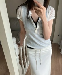 Lace Trim Button Tee / レーストリムボタンTシャツ