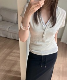 Lace Trim Button Tee / レーストリムボタンTシャツ