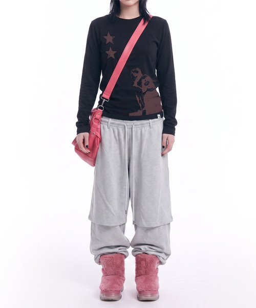 GRAVER（グレーバー）の「[UNISEX]STAR2 ヘンリーネック ロングスリーブ Tシャツ_3color（Tシャツ/カットソー・レディース・ブラック/ベージュ/チャコール・MEDIUM/LARGE）」の10枚目の写真