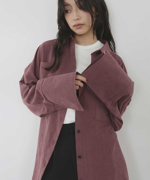 hellam(へラム)の「ピーチ起毛ビッグカフスシャツ(シャツ/ブラウス・レディース・ボルドー/アイボリー/ブラウン/チャコール・FREE)」の4枚目の写真