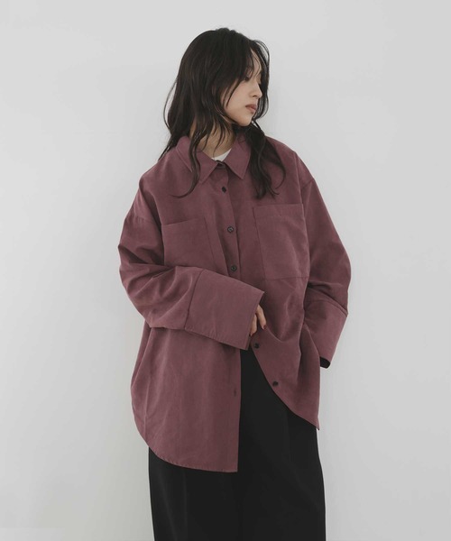 hellam(へラム)の「ピーチ起毛ビッグカフスシャツ(シャツ/ブラウス・レディース・ボルドー/アイボリー/ブラウン/チャコール・FREE)」の6枚目の写真