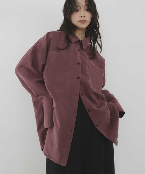 hellam(へラム)の「ピーチ起毛ビッグカフスシャツ(シャツ/ブラウス・レディース・ボルドー/アイボリー/ブラウン/チャコール・FREE)」の7枚目の写真