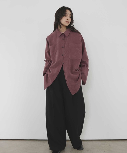 hellam(へラム)の「ピーチ起毛ビッグカフスシャツ(シャツ/ブラウス・レディース・ボルドー/アイボリー/ブラウン/チャコール・FREE)」の8枚目の写真