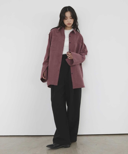 hellam(へラム)の「ピーチ起毛ビッグカフスシャツ(シャツ/ブラウス・レディース・ボルドー/アイボリー/ブラウン/チャコール・FREE)」の12枚目の写真