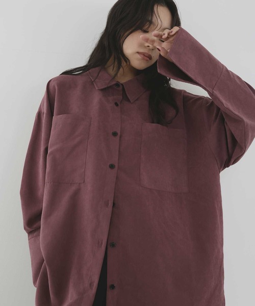 hellam(へラム)の「ピーチ起毛ビッグカフスシャツ(シャツ/ブラウス・レディース・ボルドー/アイボリー/ブラウン/チャコール・FREE)」の14枚目の写真