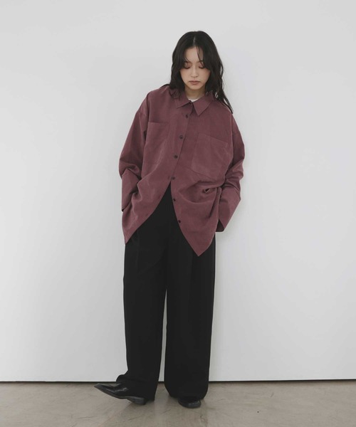 hellam(へラム)の「ピーチ起毛ビッグカフスシャツ(シャツ/ブラウス・レディース・ボルドー/アイボリー/ブラウン/チャコール・FREE)」の15枚目の写真
