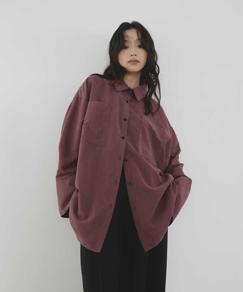 hellam(へラム)の「ピーチ起毛ビッグカフスシャツ(シャツ/ブラウス・レディース・ボルドー/アイボリー/ブラウン/チャコール・FREE)」の16枚目の写真