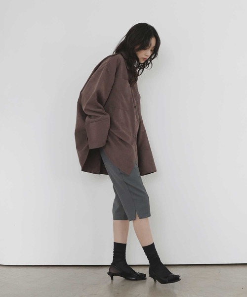 hellam(へラム)の「ピーチ起毛ビッグカフスシャツ(シャツ/ブラウス・レディース・ボルドー/アイボリー/ブラウン/チャコール・FREE)」の19枚目の写真