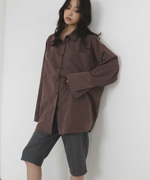 hellam(へラム)の「ピーチ起毛ビッグカフスシャツ(シャツ/ブラウス・レディース・ボルドー/アイボリー/ブラウン/チャコール・FREE)」の20枚目の写真
