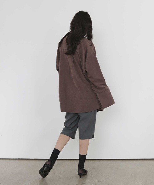 hellam(へラム)の「ピーチ起毛ビッグカフスシャツ(シャツ/ブラウス・レディース・ボルドー/アイボリー/ブラウン/チャコール・FREE)」の21枚目の写真