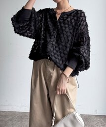 【WEB限定】フリンジジャガード2wayブラウス