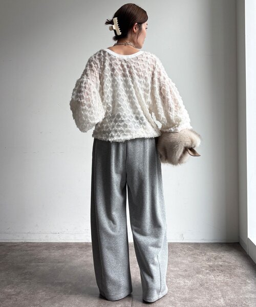 DouDou（ドゥドゥ）の「【WEB限定】フリンジジャガード2wayブラウス（シャツ/ブラウス・レディース・オフホワイト/ブラック・FREE）」の7枚目の写真