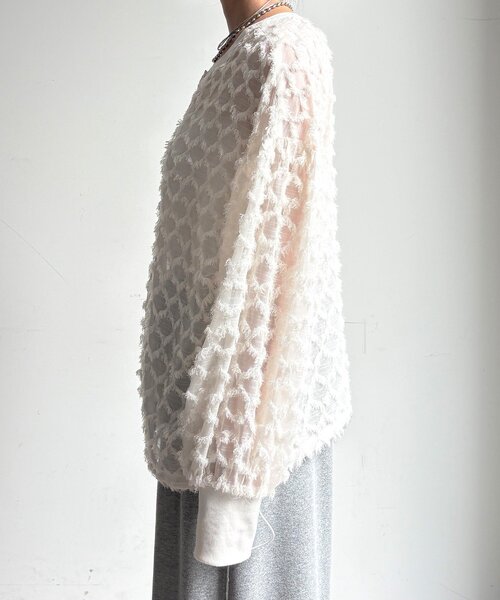 DouDou（ドゥドゥ）の「【WEB限定】フリンジジャガード2wayブラウス（シャツ/ブラウス・レディース・オフホワイト/ブラック・FREE）」の14枚目の写真
