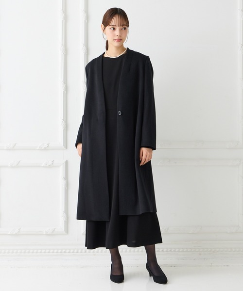 AIMER(エメ)の「ノーカラーフォーマルコート(ノーカラーコート・レディース・ブラック・SMALL/MEDIUM/LARGE/X-LARGE)」の2枚目の写真