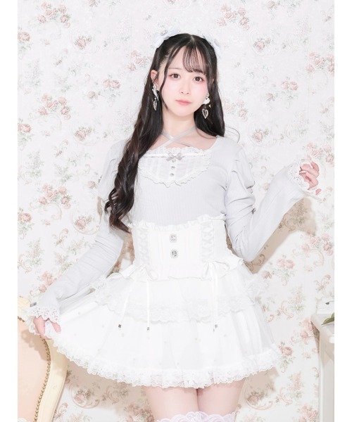 NOEMIE（ノエミー）の「バックレースアップフレアスリーブカットソー（Tシャツ/カットソー・レディース・サックスブルー/オフホワイト/ピンク系その他/ピンク/ブラック・M）」の4枚目の写真