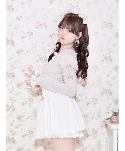 NOEMIE（ノエミー）の「バックレースアップフレアスリーブカットソー（Tシャツ/カットソー・レディース・サックスブルー/オフホワイト/ピンク系その他/ピンク/ブラック・M）」の6枚目の写真