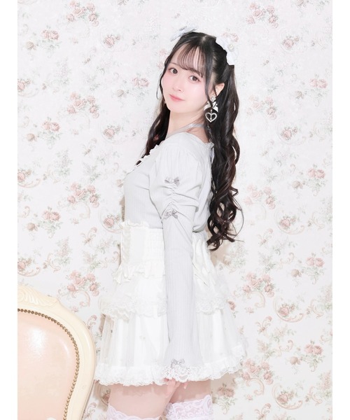 NOEMIE（ノエミー）の「バックレースアップフレアスリーブカットソー（Tシャツ/カットソー・レディース・サックスブルー/オフホワイト/ピンク系その他/ピンク/ブラック・M）」の9枚目の写真