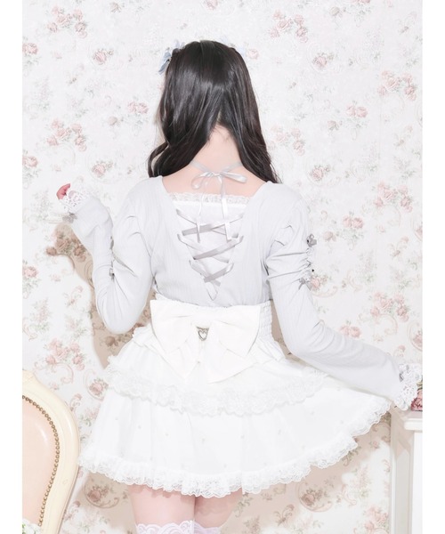 NOEMIE（ノエミー）の「バックレースアップフレアスリーブカットソー（Tシャツ/カットソー・レディース・サックスブルー/オフホワイト/ピンク系その他/ピンク/ブラック・M）」の10枚目の写真