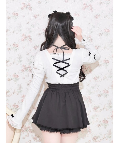 NOEMIE（ノエミー）の「バックレースアップフレアスリーブカットソー（Tシャツ/カットソー・レディース・サックスブルー/オフホワイト/ピンク系その他/ピンク/ブラック・M）」の16枚目の写真