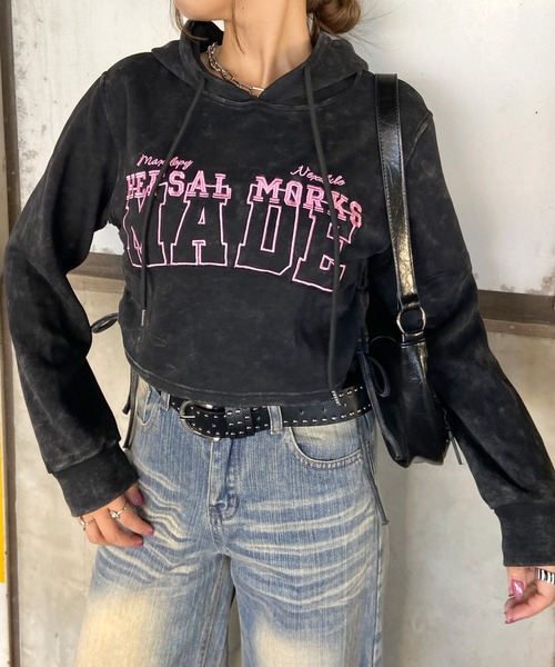 non-hedge（ノンヘッジ）の「ブリーチロゴ刺繍フードプルオーバー（スウェット・レディース・チャコールグレー/ブラック・FREE）」の11枚目の写真