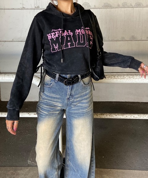 non-hedge（ノンヘッジ）の「ブリーチロゴ刺繍フードプルオーバー（スウェット・レディース・チャコールグレー/ブラック・FREE）」の15枚目の写真