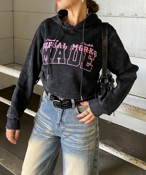 non-hedge（ノンヘッジ）の「ブリーチロゴ刺繍フードプルオーバー（スウェット・レディース・チャコールグレー/ブラック・FREE）」の12枚目の写真