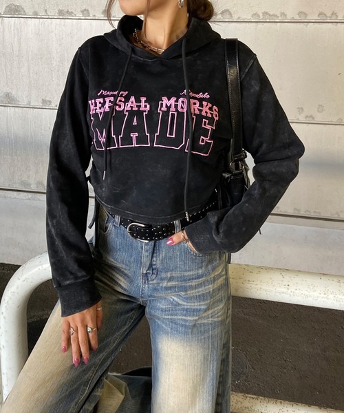 non-hedge（ノンヘッジ）の「ブリーチロゴ刺繍フードプルオーバー（スウェット・レディース・チャコールグレー/ブラック・FREE）」の13枚目の写真