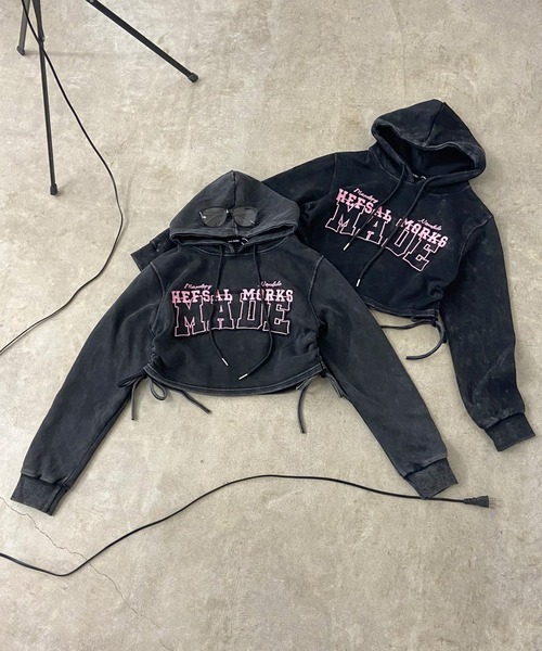non-hedge（ノンヘッジ）の「ブリーチロゴ刺繍フードプルオーバー（スウェット・レディース・チャコールグレー/ブラック・FREE）」の5枚目の写真