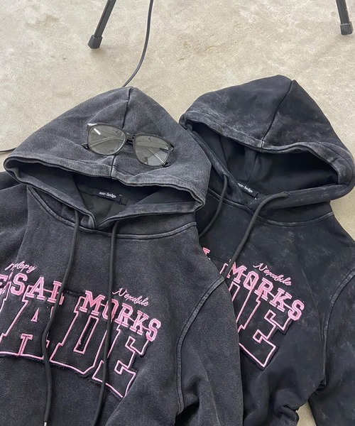 non-hedge（ノンヘッジ）の「ブリーチロゴ刺繍フードプルオーバー（スウェット・レディース・チャコールグレー/ブラック・FREE）」の6枚目の写真
