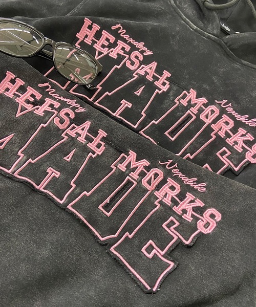 non-hedge（ノンヘッジ）の「ブリーチロゴ刺繍フードプルオーバー（スウェット・レディース・チャコールグレー/ブラック・FREE）」の7枚目の写真