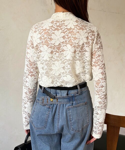 Chez toi(シェトワ)の「ベロアレースプルオーバー(Tシャツ/カットソー・レディース・ブラウン/オフホワイト/ブラック・FREE)」の8枚目の写真